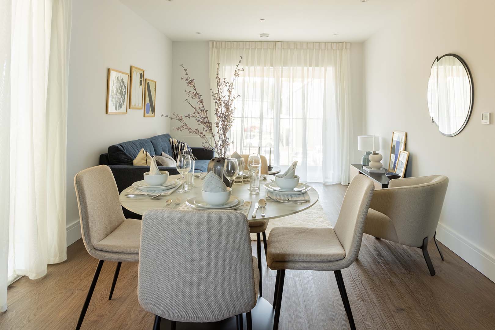 Open living dining room – table, sofa, neutral style-28
