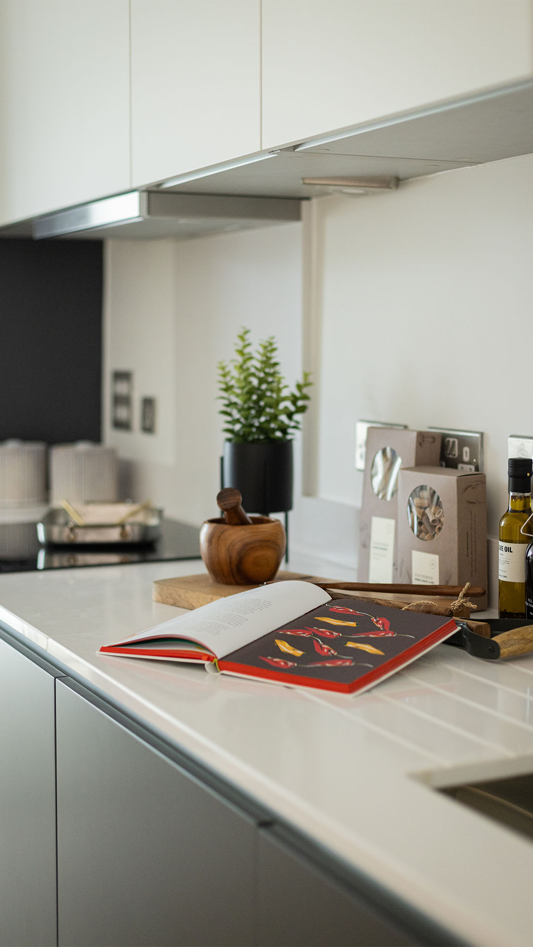 Interior kitchen surface with decor items of 10 Verdica show flats