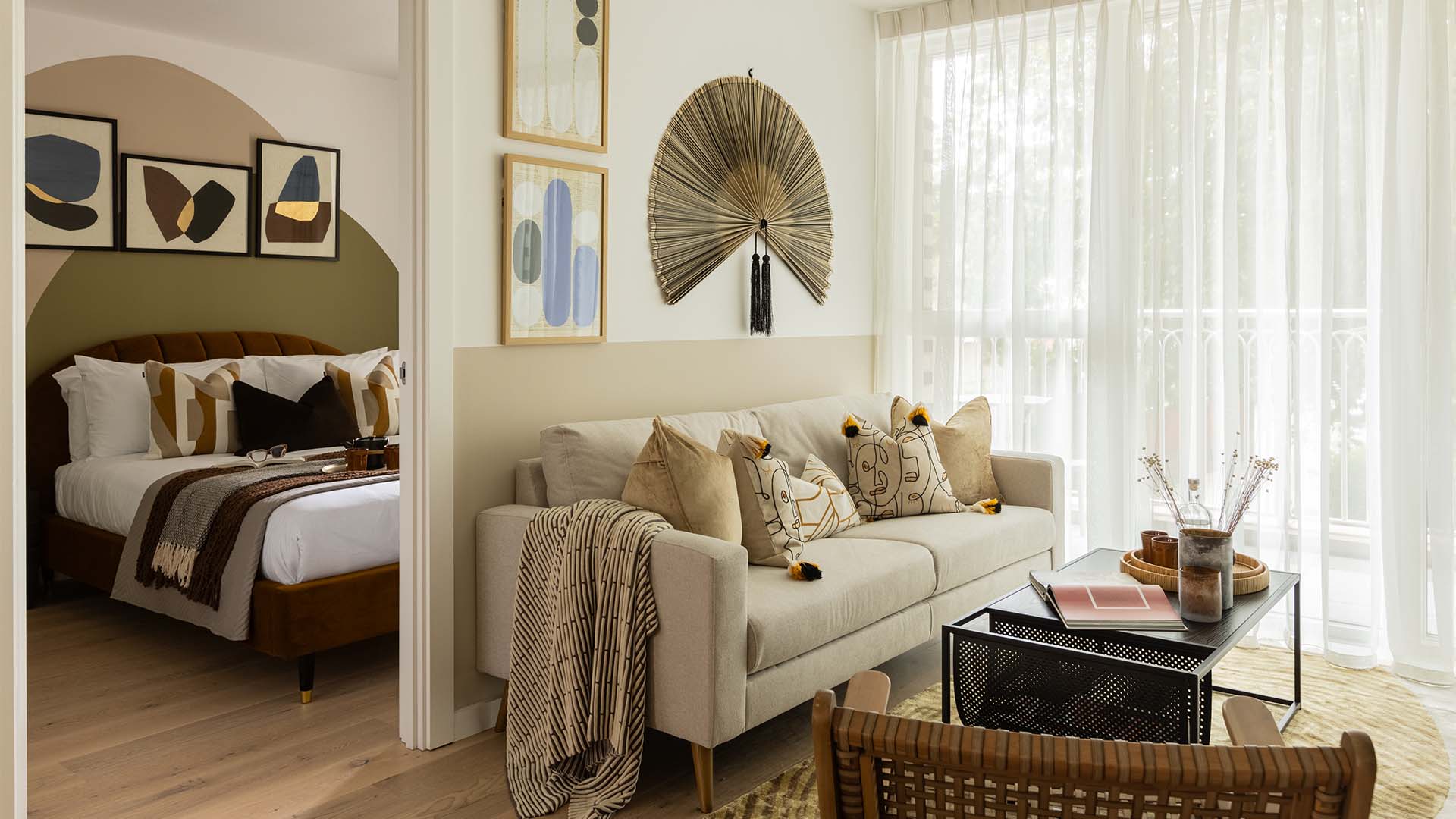 Bed with patterned pillows and soft linens of 10 Verdica